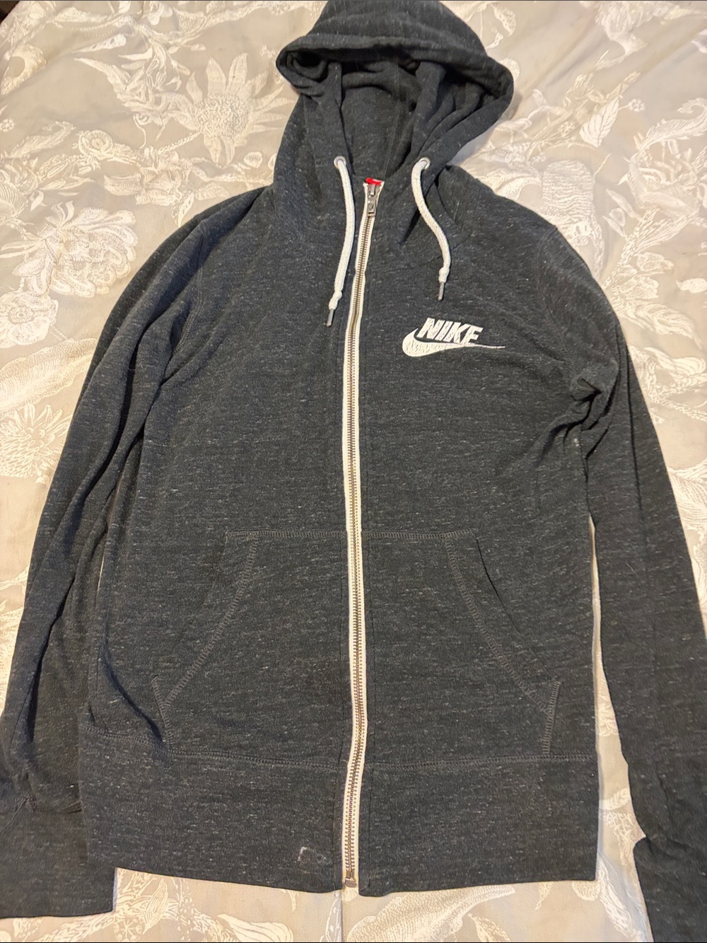 Nike Charcoal Gray Lightweight Full-Zip Hoodie Jacket